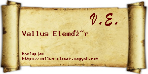 Vallus Elemér névjegykártya